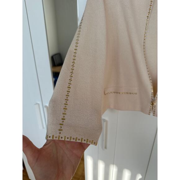 St. John Collection Gold Studded Detail Knit Zip Jacket Blazer, Size 8, Like New - Picture 8 of 9